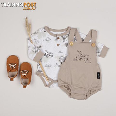 Aster & Oak Vintage Map Henley Onesie