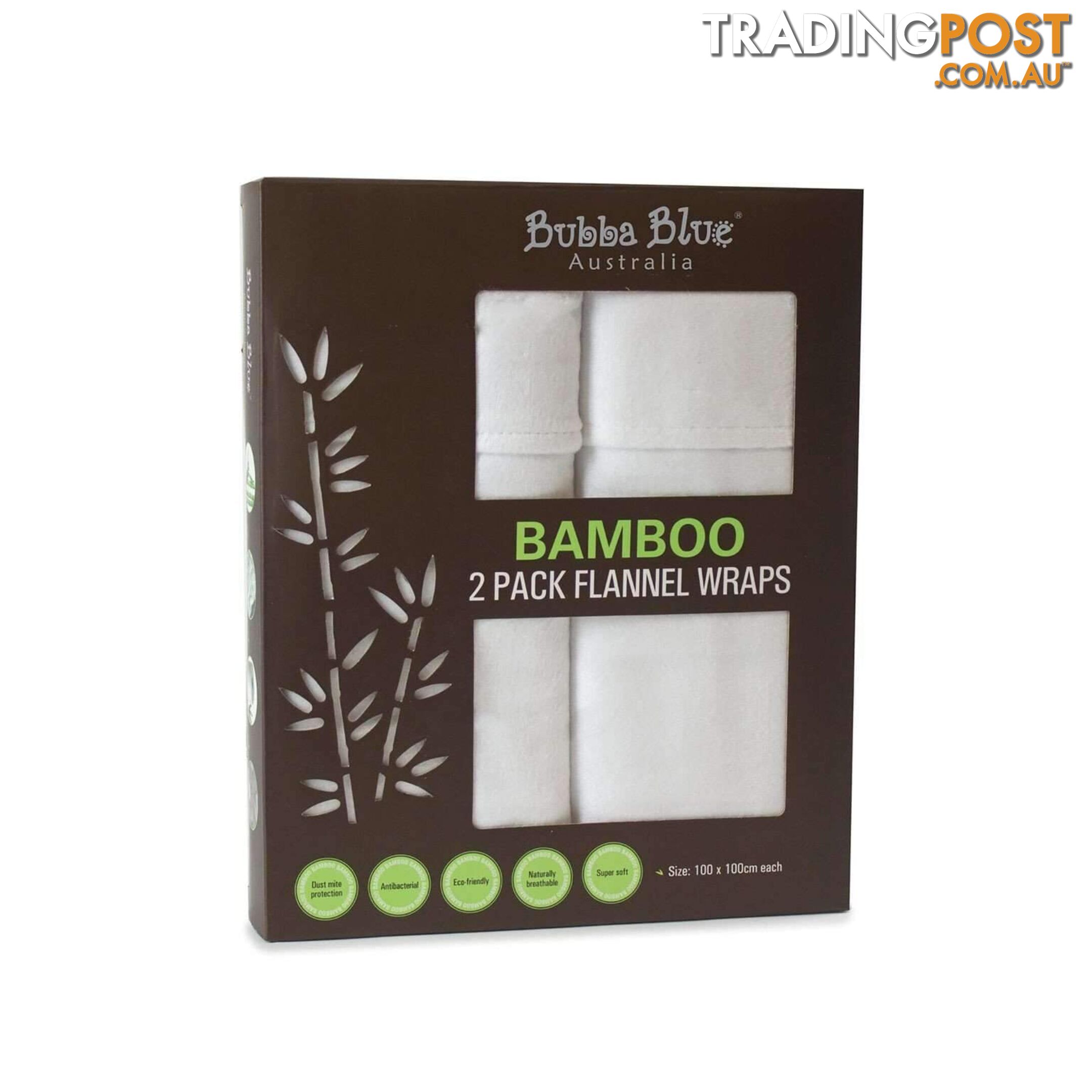 Bamboo - White - 2pk Flannel Wraps - 9338680069941