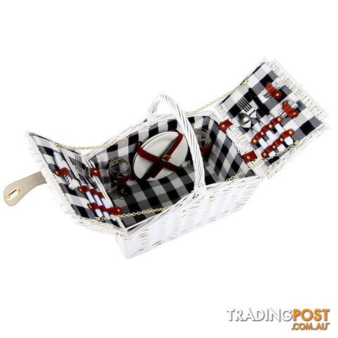 Alfresco 2 Person Picnic Basket White Deluxe Outdoor Corporate Blanket