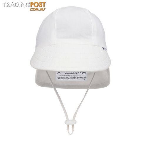 Baby Flap Hat with Strap - White