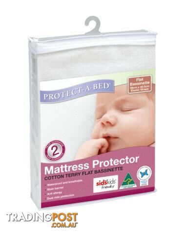 Cotton Terry Bassinet Mattress Protector with Elastic Straps