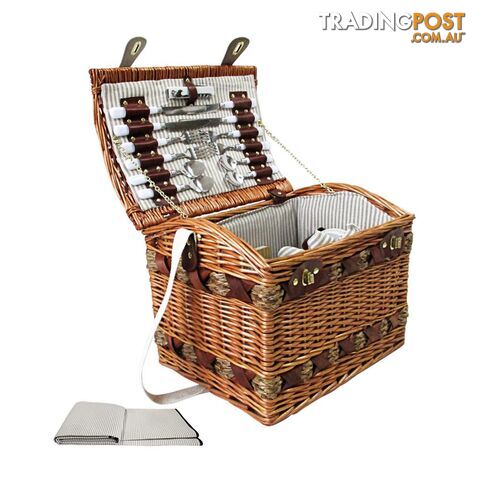 Alfresco 4 Person Picnic Basket Deluxe Outdoor Corporate Blanket Park