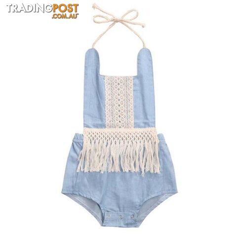 Blue Tassel Romper