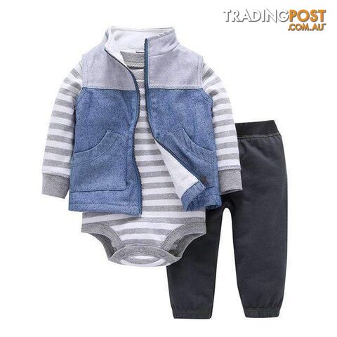 Blue & Grey Vest Set