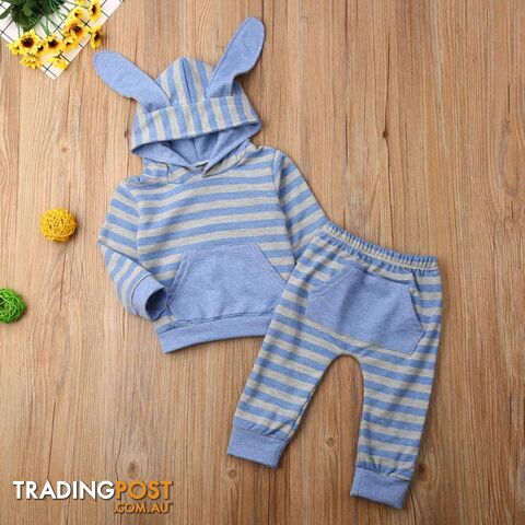 Blue Stripe Bunny Set