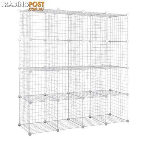 16 Cube Metal Wire Storage Cabinet - Black