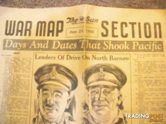 THE SUN JUNE 23 1945 ****************FRONT PAGE + WAR MAP