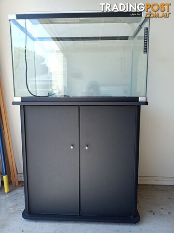 Large Aquarium tank on base cupboard with light system and accessories