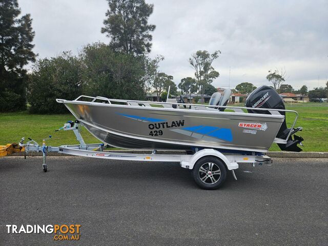 2023 429 OUTLAW SIDE CONSOLE STACER, 50HP MERCURY CT FOUR STROKE & 1098KG ALLOY TRAILER