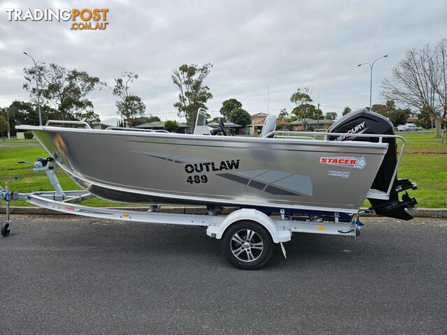 2023 489 OUTLAW STACER SIDE CONSOLE, 75HP MERCURY FOUR STROKE & ALLOY 1298KG TRAILER