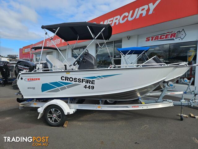 2024 449 CROSSFIRE STACER, 60HP MERCURY FOUR STROKE CT, 1100KG ALLOY TRAILER