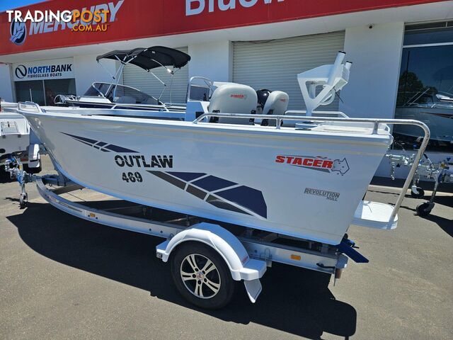 2024 469 OUTLAW SIDE CONSOLE STACER, 75HP MERCURY FOUR STROKE & 1100KG ALLOY TRAILER