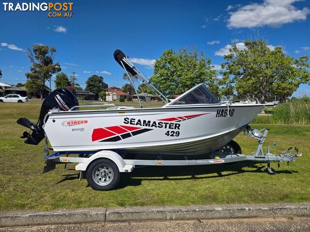 2023 429 SEAMASTER STACER, 60HP MERCURY FOUR STROKE & 900KG ALLOY TRAILER