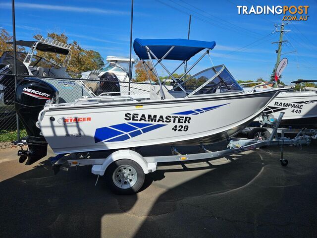 2024 429 SEAMASTER STACER, 60HP MERCURY FOUR STROKE COMMAND THRUST & ALLOY TRAILER