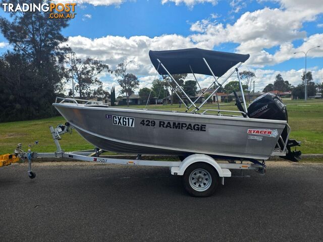 2022 429 RAMPAGE STACER, ALLOY TRAILER & 40HP MERCURY FOUR STROKE 22 HOURS
