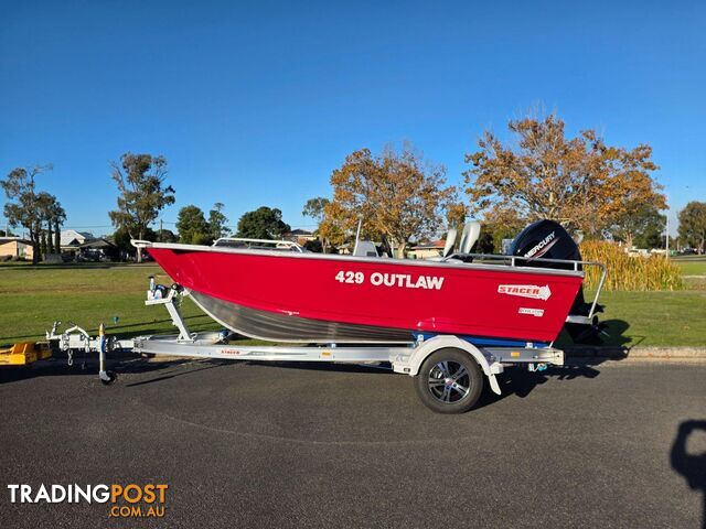 2026 429 OUTLAW SIDE CONSOLE STACER, 50HP MERCURY FOUR STROKE & 1098KG ALLOY...