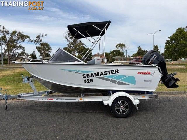 2026 429 SEAMASTER STACER, 60HP CT MERCURY FOUR STROKE & 1098KG ALLOY TRAILER