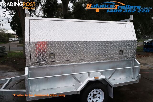 8X5 7X5 7X4 FOOT CHECKER PLATE ALUMINIUM TRAILER CANOPY WITH 3 DOORS AND LADDER...
