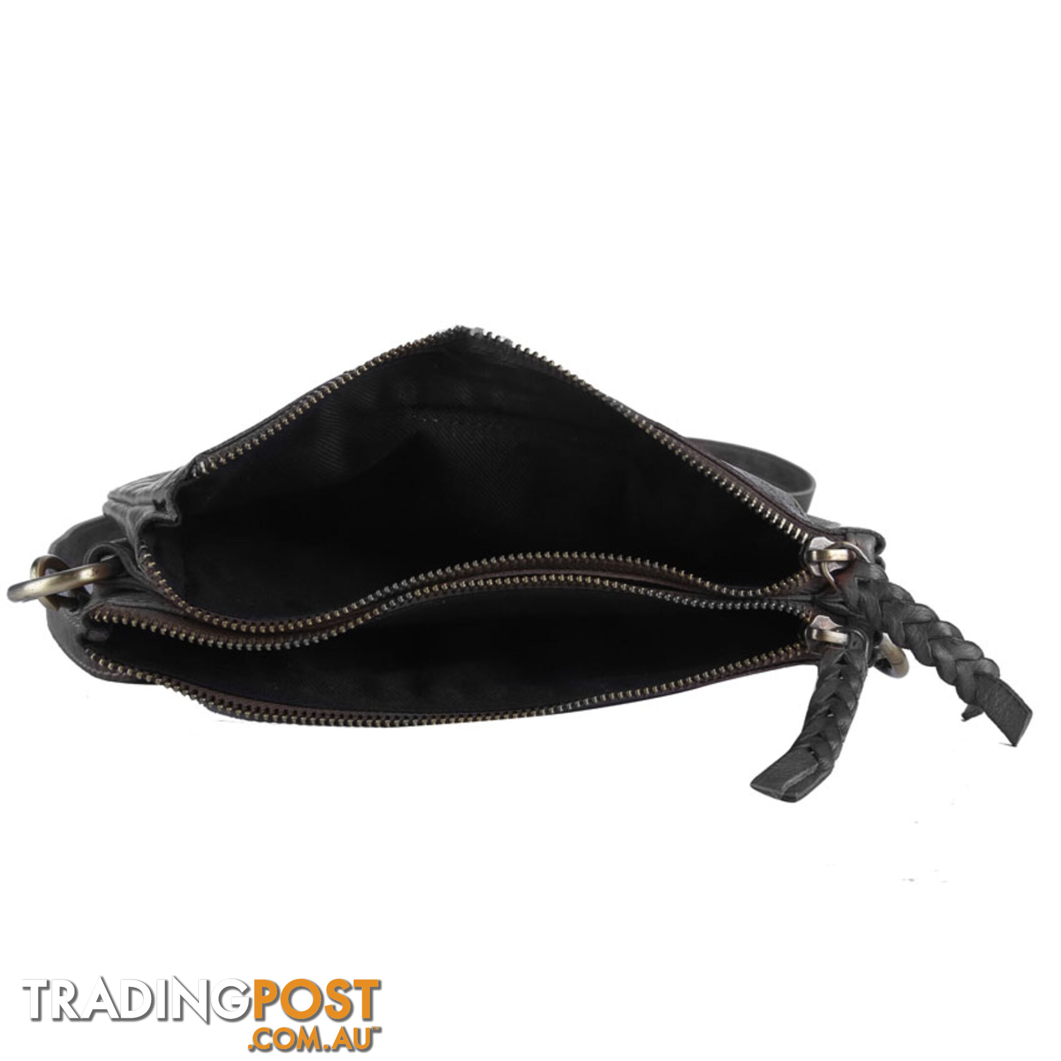 BENTO Black Genuine Leather Womens Crossbody Bag