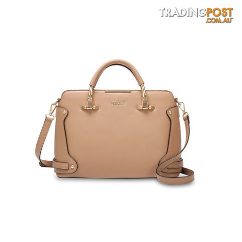 FELIXA Taupe Vegan Leather Womens Satchel Handbag