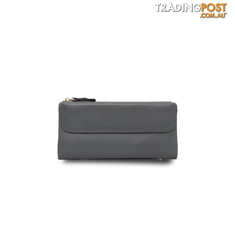 POPPY Grey Soft Genuine Leather Wallet