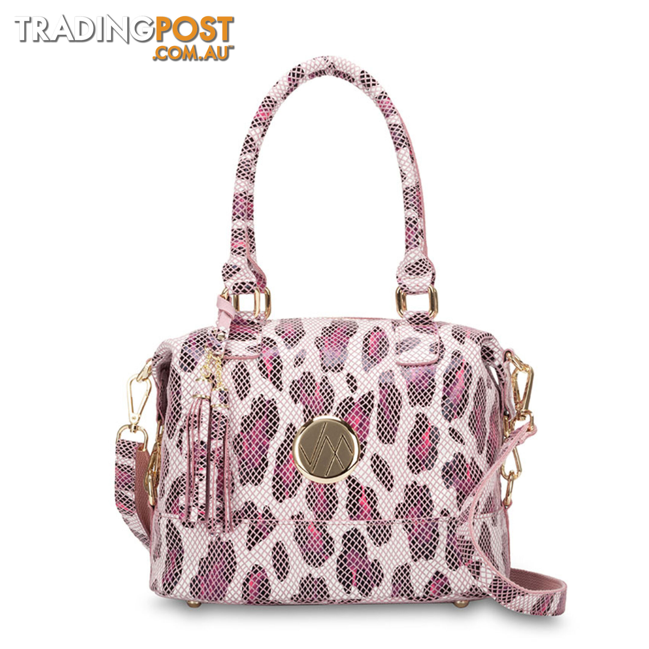 Kat Pink Leopard Genuine Leather Shoulder Handbag
