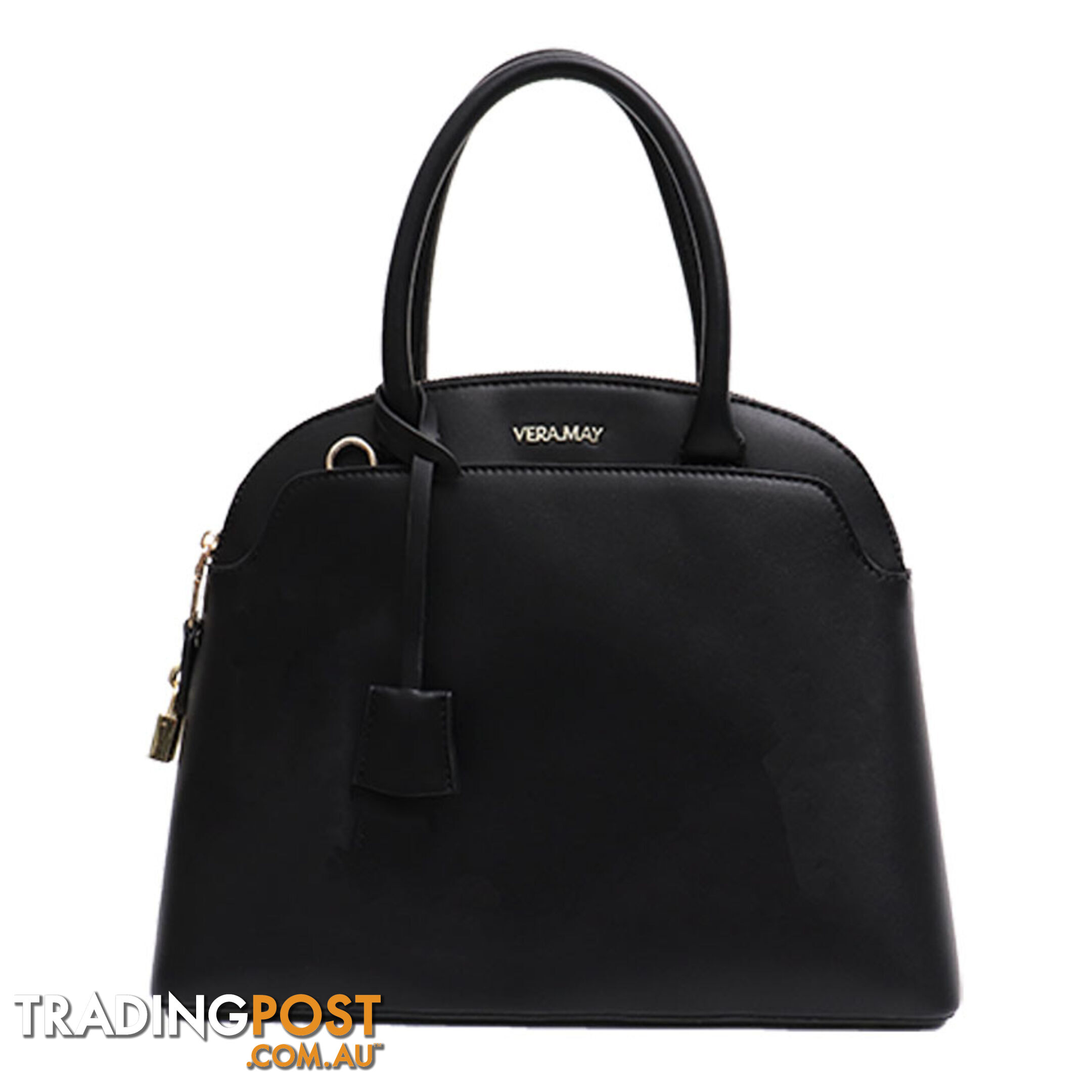 RHIA BLACK VEGAN LEATHER WOMENS HANDBAG