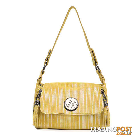 LORA MUSTARD GENUINE LEATHER WOMENS SHOULDER HANDBAG