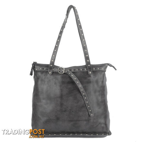 WELLINGTON DARK GREY GENUINE LEATHER LADIES HANDBAG