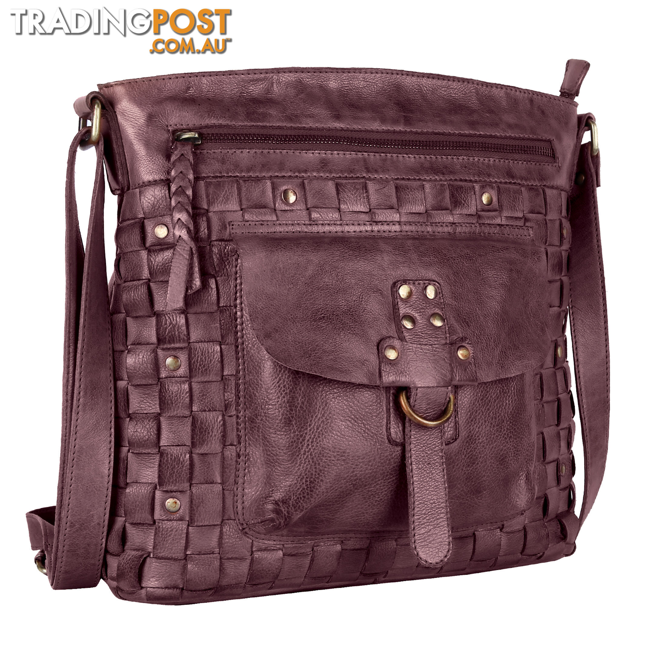 BAO Brown Genuine Leather Womens Crossbody Casual Bag