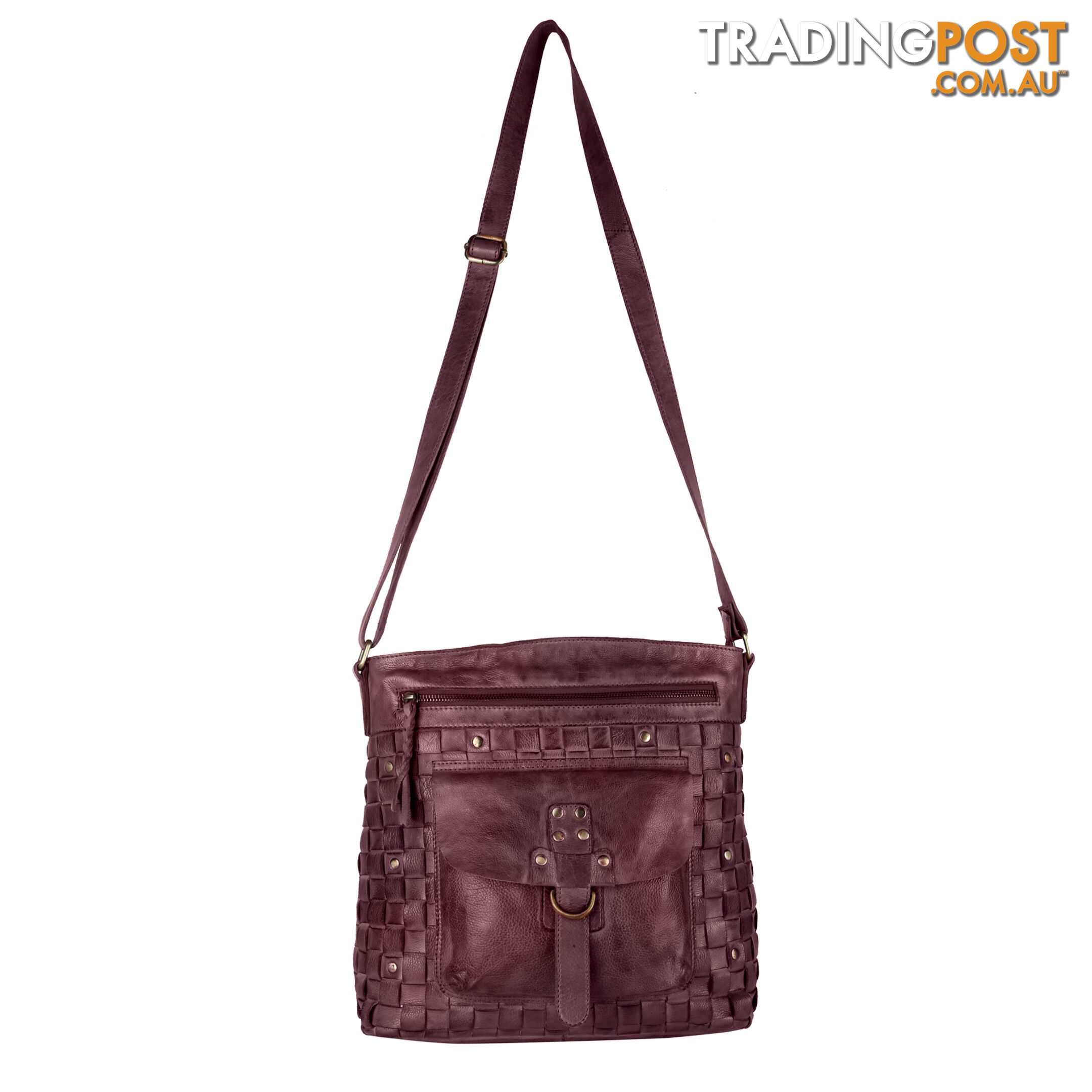 BAO Brown Genuine Leather Womens Crossbody Casual Bag