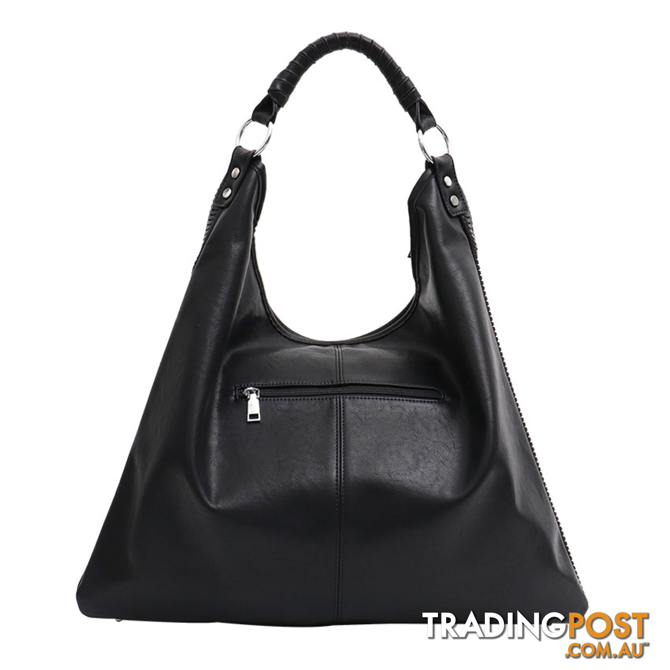 VIBRANT BLACK VEGAN LEATHER WOMENS HANDBAG