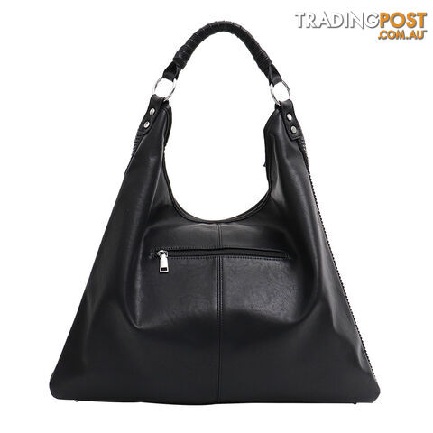 VIBRANT BLACK VEGAN LEATHER WOMENS HANDBAG