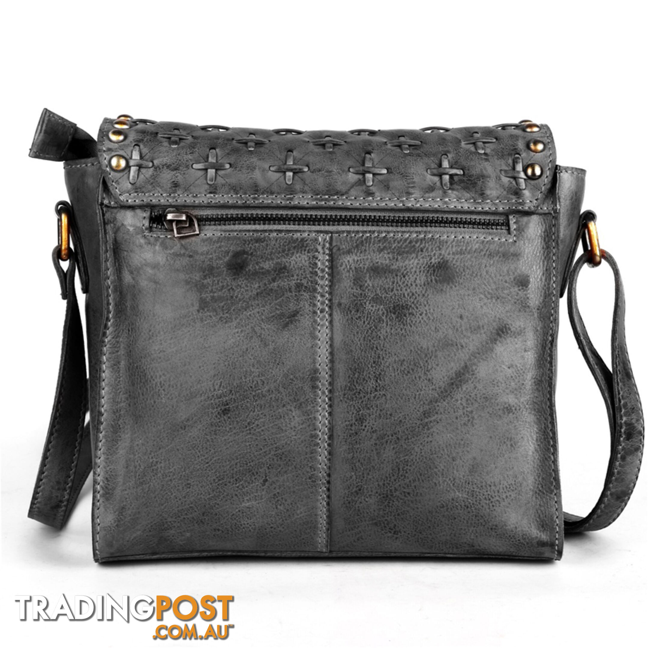 WIGGINS DARK GREY GENUINE LEATHER LADIES HANDBAG