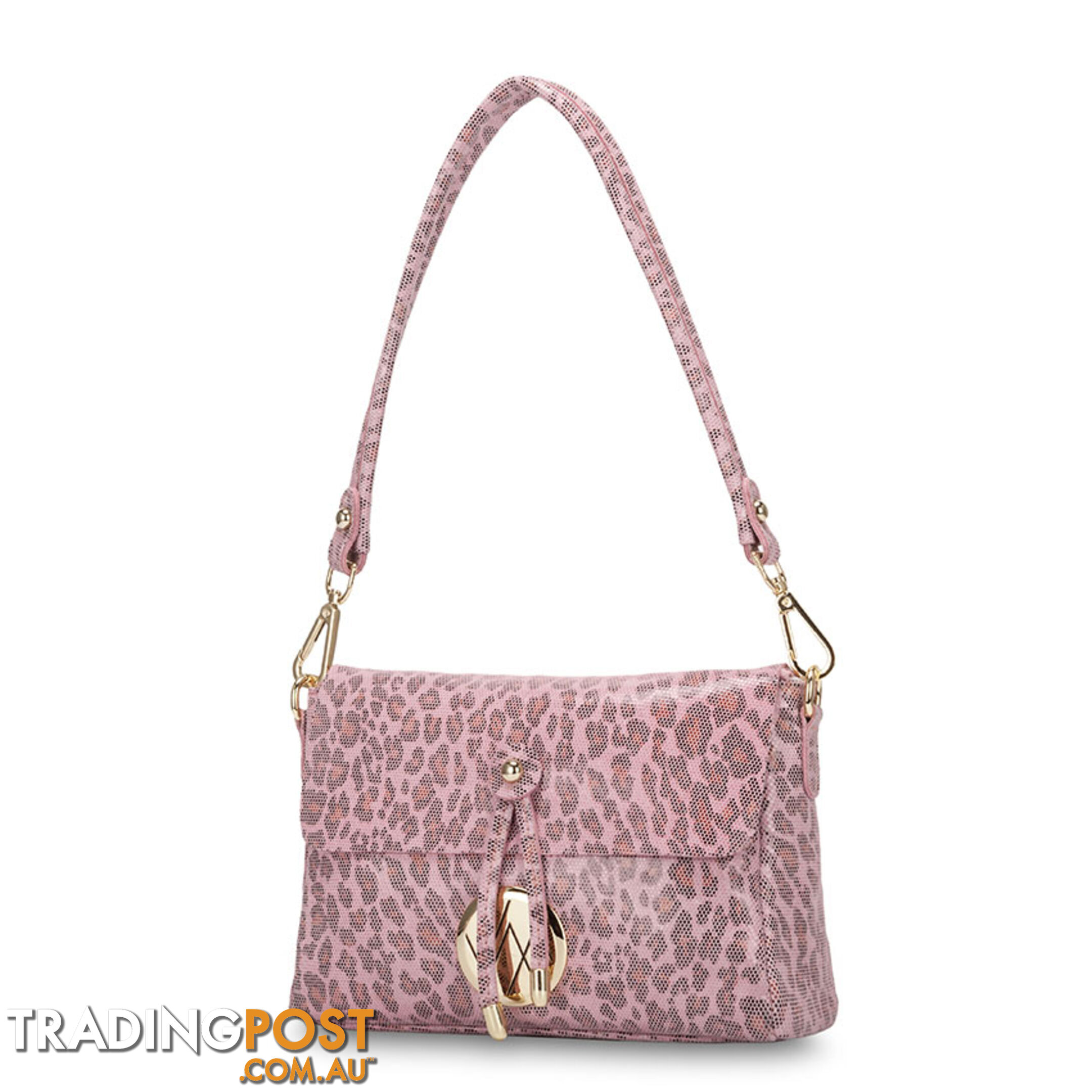 Jules Pink Leopard Crossbody Genuine Leather Womens Handbag