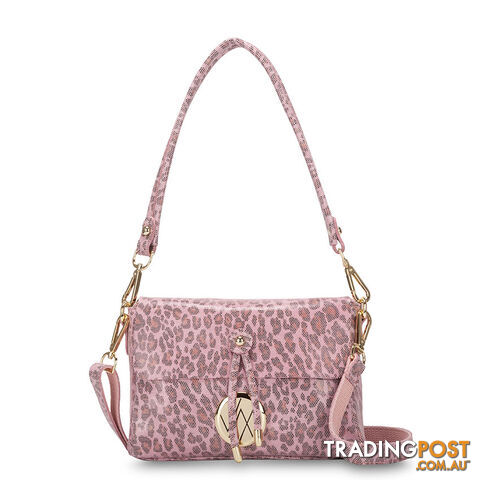Jules Pink Leopard Crossbody Genuine Leather Womens Handbag