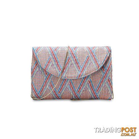 TAYLOR Blue Woven Summer Clutch