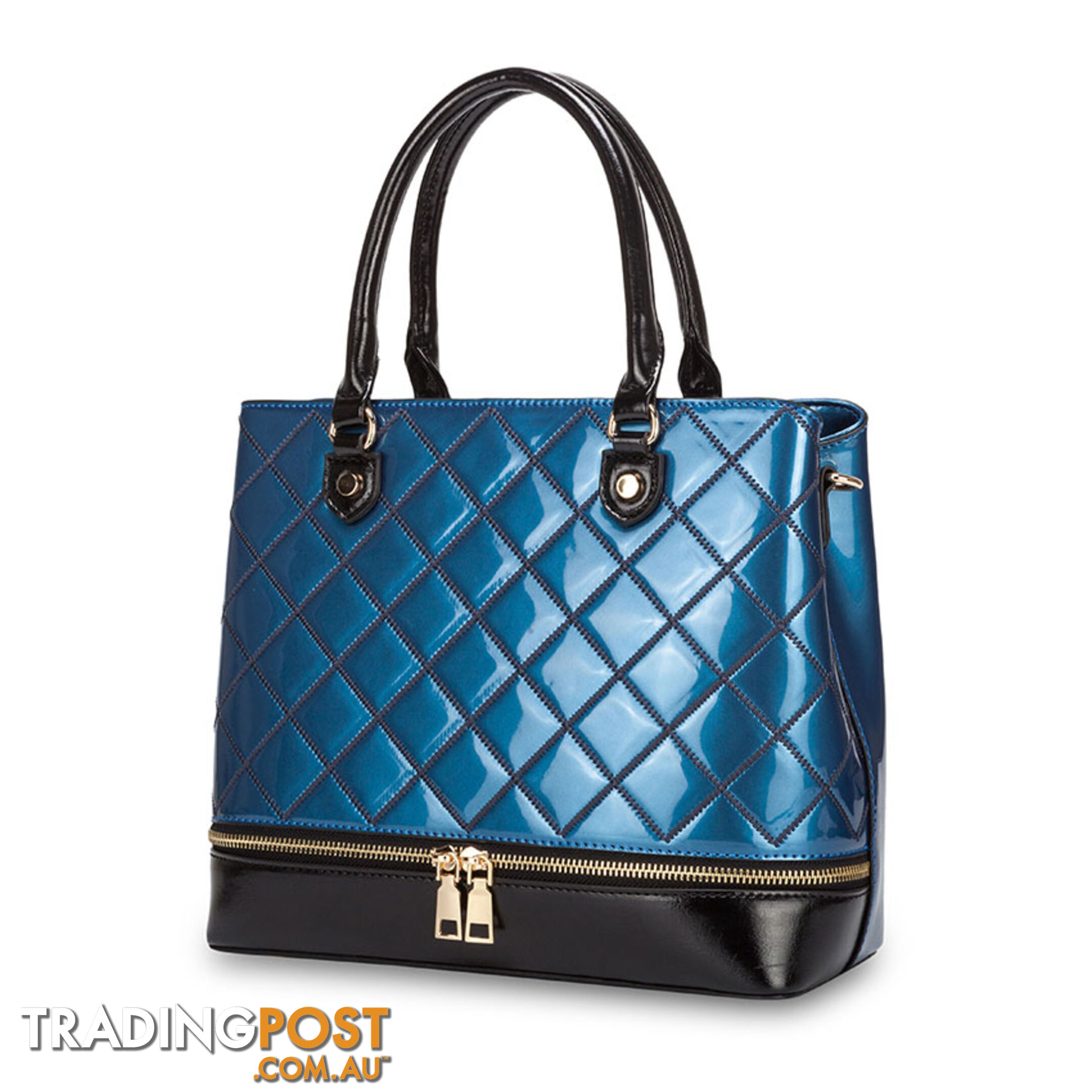 BLAIR Navy Blue Patent Luxe Designer Womens Handbag