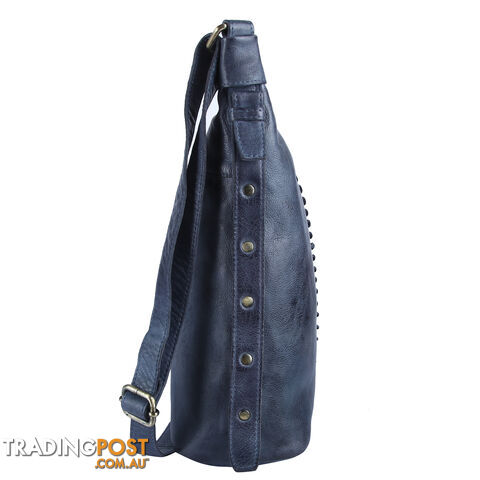 BLAZE Denim Blue Genuine Leather Womens Handbag