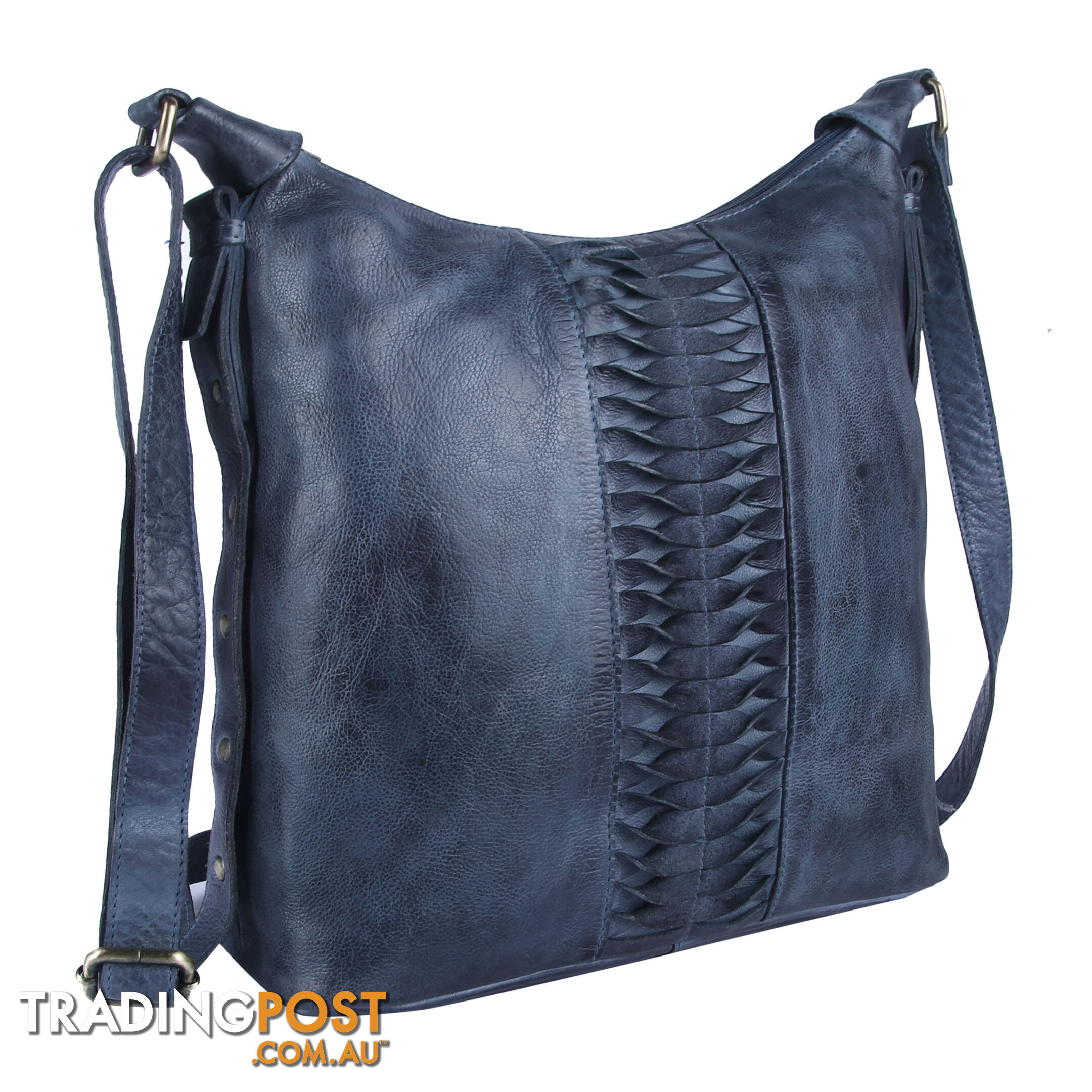 BLAZE Denim Blue Genuine Leather Womens Handbag