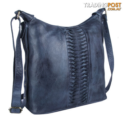 BLAZE Denim Blue Genuine Leather Womens Handbag