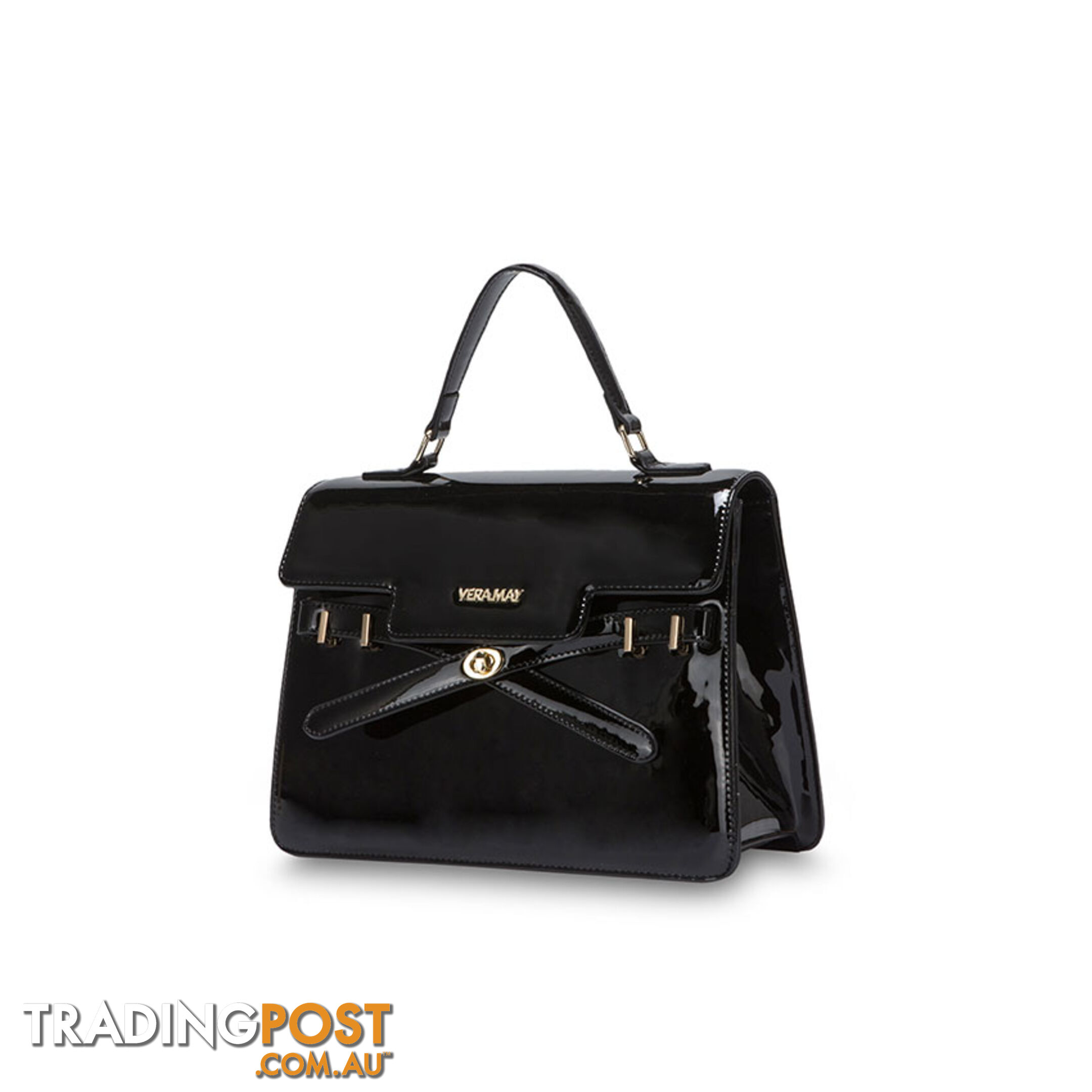 EZRA Patent Black Luxe Designer Womens Handbags