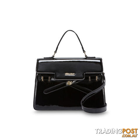 EZRA Patent Black Luxe Designer Womens Handbags