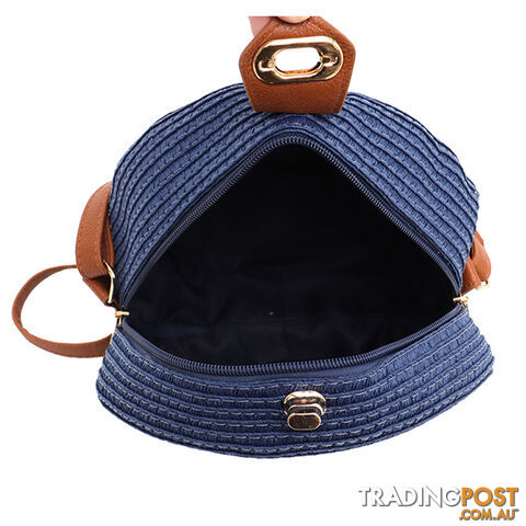 LOVELY NAVY WOMENS ROUND SUMMER BEACH BAG