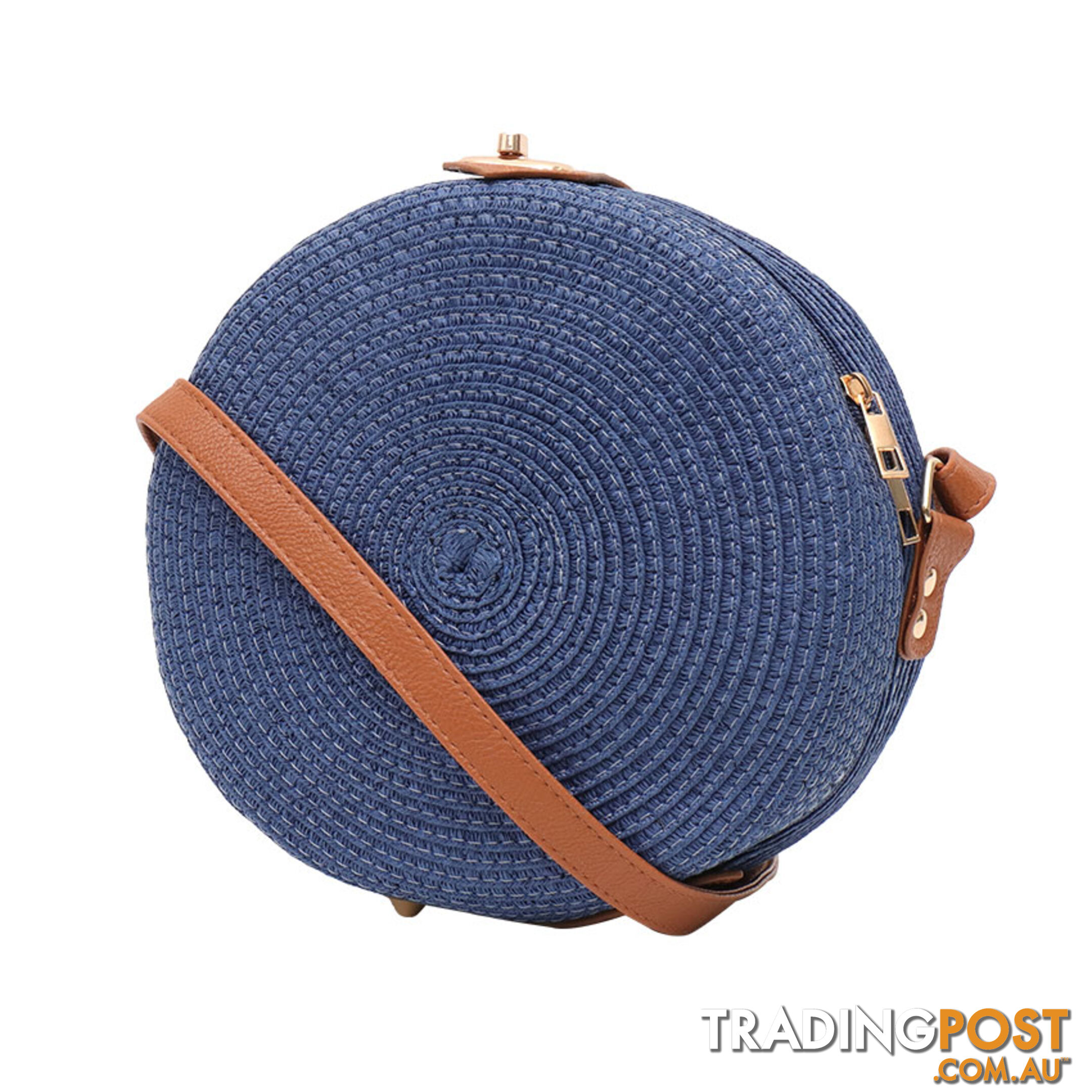 LOVELY NAVY WOMENS ROUND SUMMER BEACH BAG