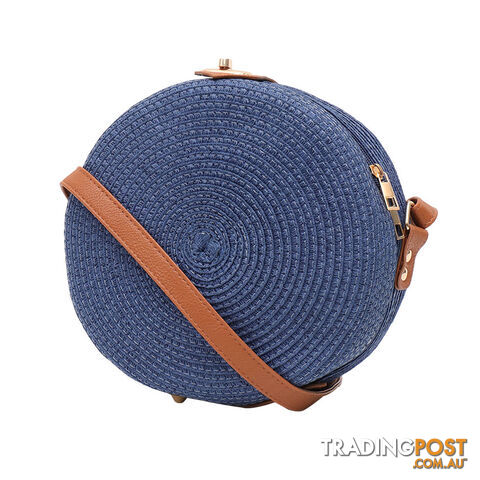 LOVELY NAVY WOMENS ROUND SUMMER BEACH BAG