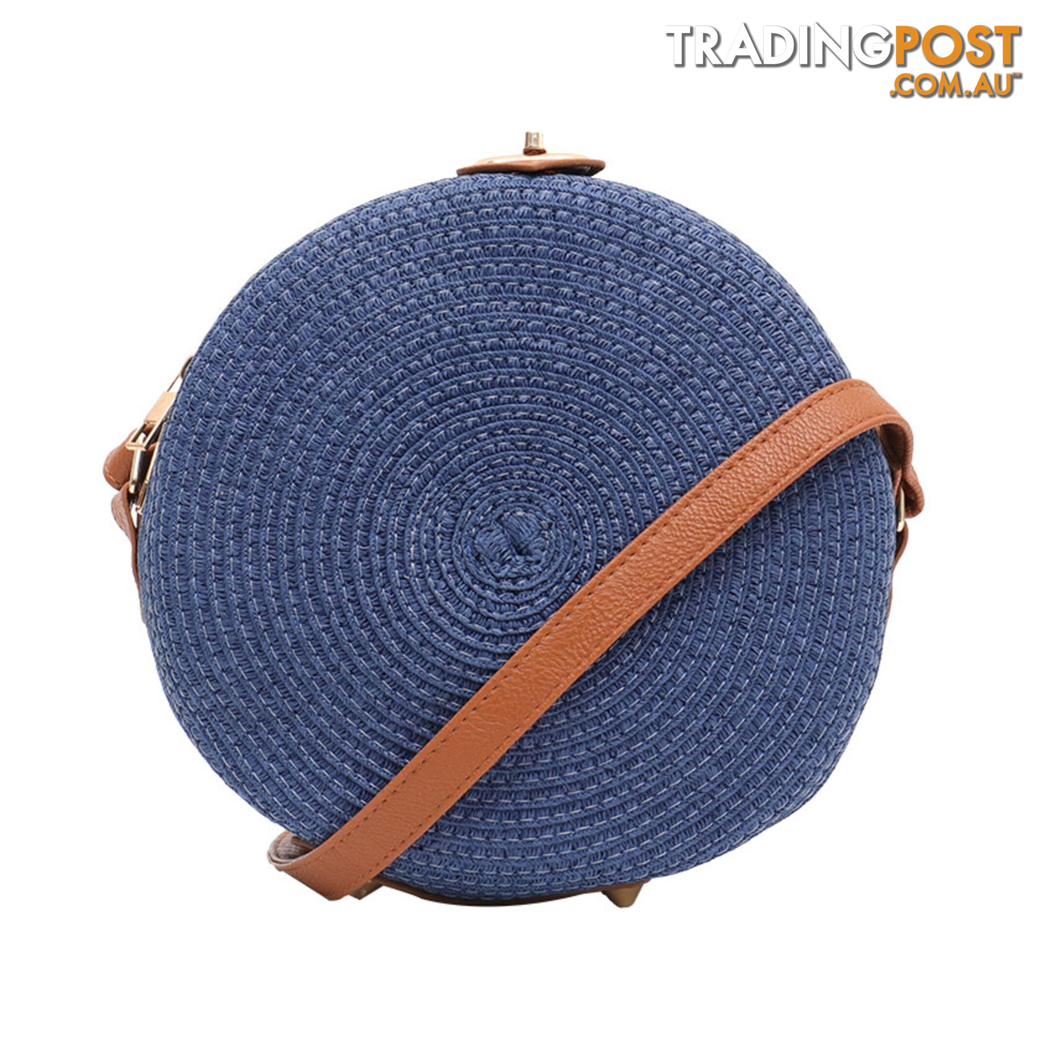 LOVELY NAVY WOMENS ROUND SUMMER BEACH BAG