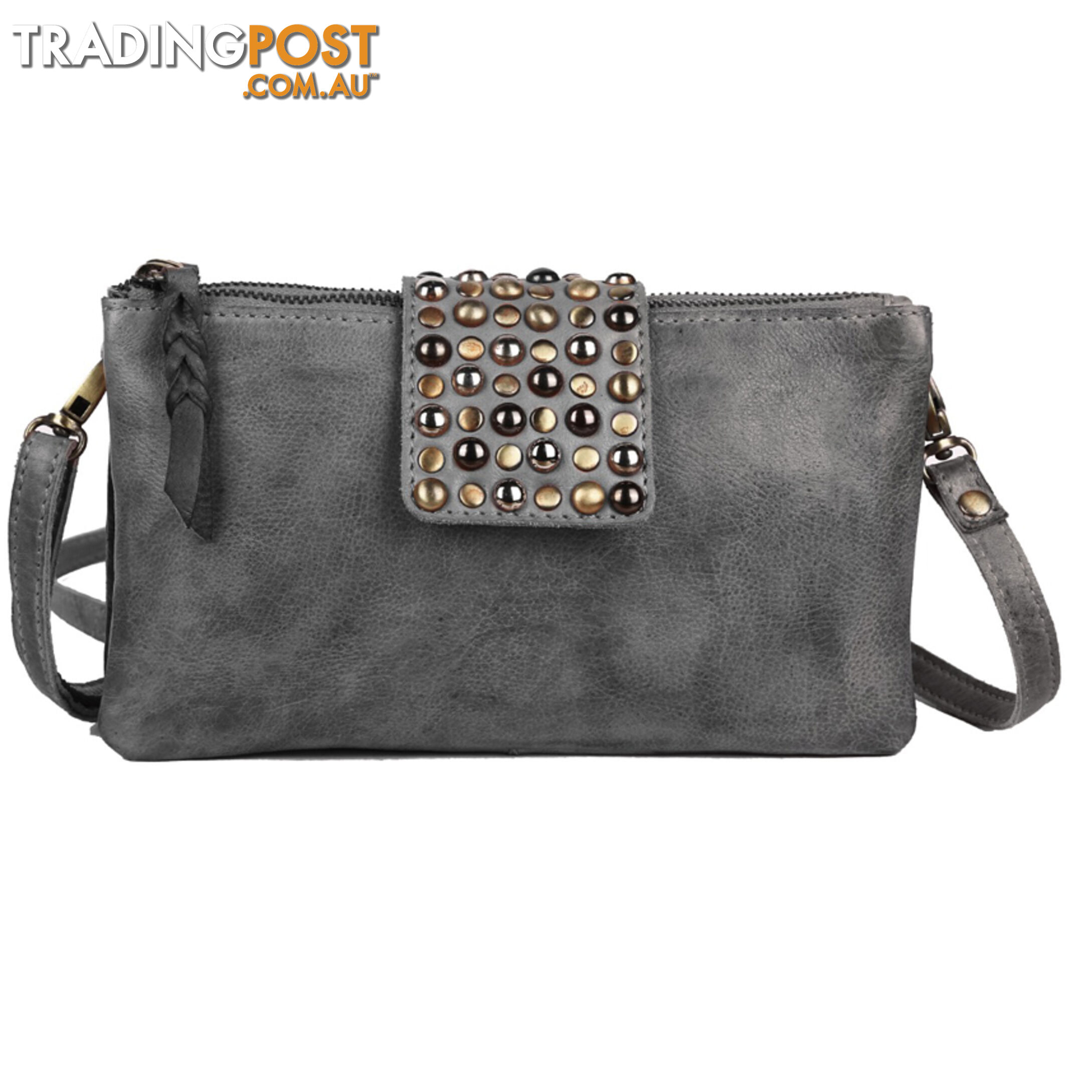 WALDEN DARK GREY GENUINE LEATHER LADIES HANDBAG