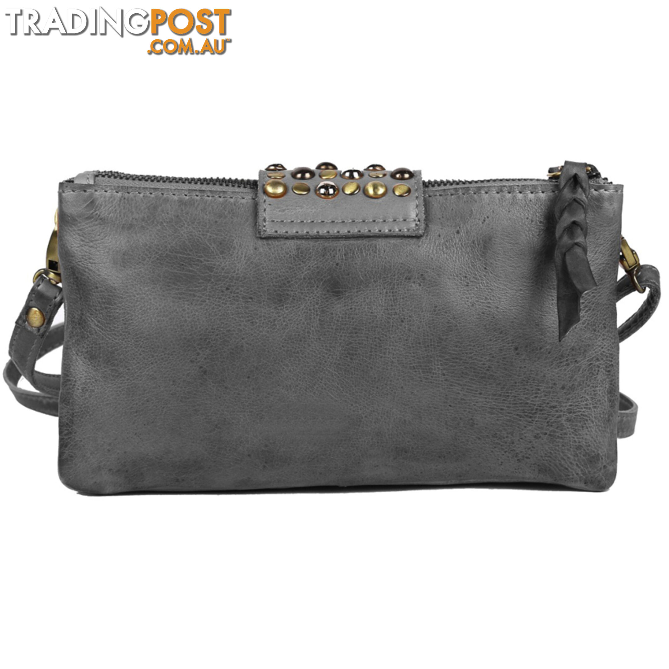 WALDEN DARK GREY GENUINE LEATHER LADIES HANDBAG