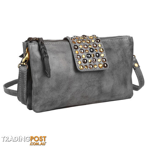 WALDEN DARK GREY GENUINE LEATHER LADIES HANDBAG